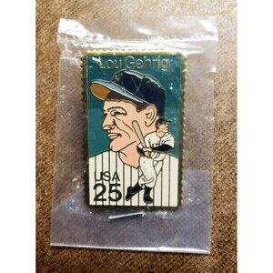 Vintage United States Postal Service  LOU GEHRIG USA 25¢ METAL POSTAGE STAMP PIN